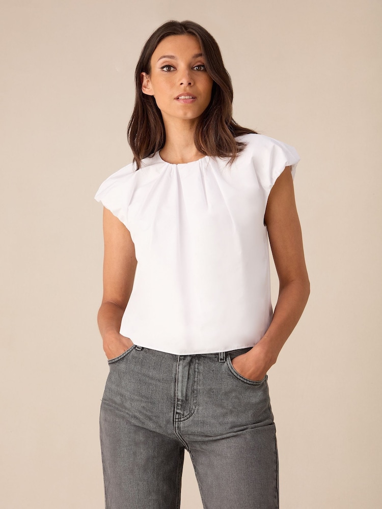 Ro&Zo White Cotton Puff Sleeve Top - Image 1 of 3