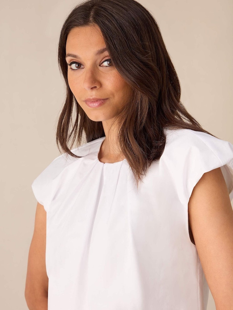 Ro&Zo White Cotton Puff Sleeve Top - Image 2 of 3