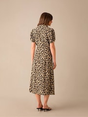 Ro&Zo Animal Print Petite Leopard Print Button Through Shirt Dress - Image 4 of 4