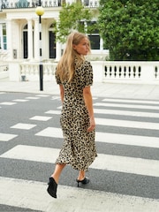 Ro&Zo Animal Print Leopard Print Button Through Shirt Dress - Image 4 of 10