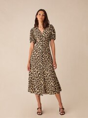 Ro&Zo Animal Print Leopard Print Button Through Shirt Dress - Image 6 of 10