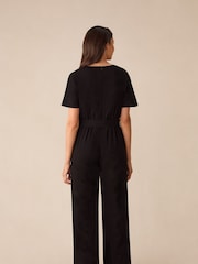 Ro&Zo Black Jersey Tie Belt Jumpsuit - Image 2 of 3