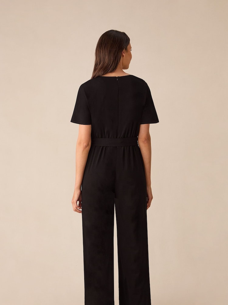 Ro&Zo Black Jersey Tie Belt Jumpsuit - Image 2 of 3