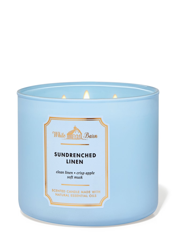 Bath & Body Works SUNDRENCHED LINEN SunDrenched Linen 3Wick Candle 14.5 oz / 411 g - Image 1 of 1