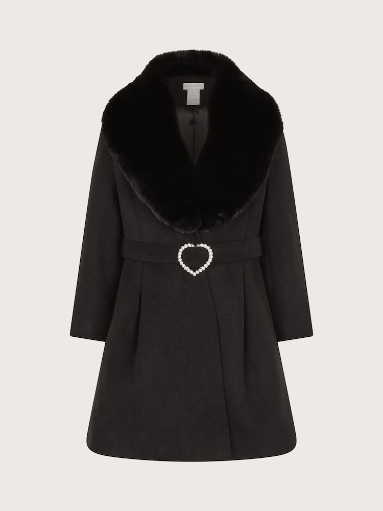 Monsoon Black Diamante Belt Shawl Coat - Image 1 of 1