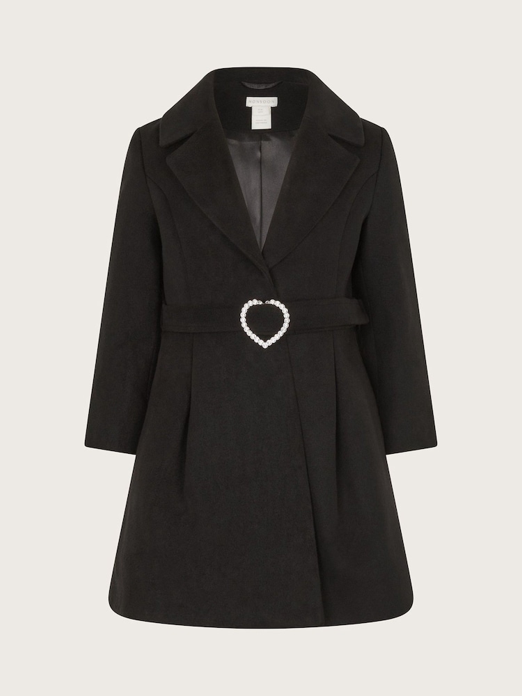 Monsoon Black Diamante Belt Shawl Coat - Image 2 of 3