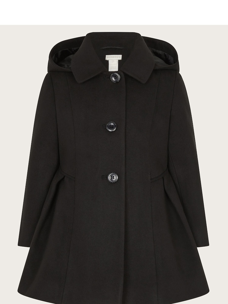 Monsoon Black Pleated Skirt Coat - Image 1 of 3