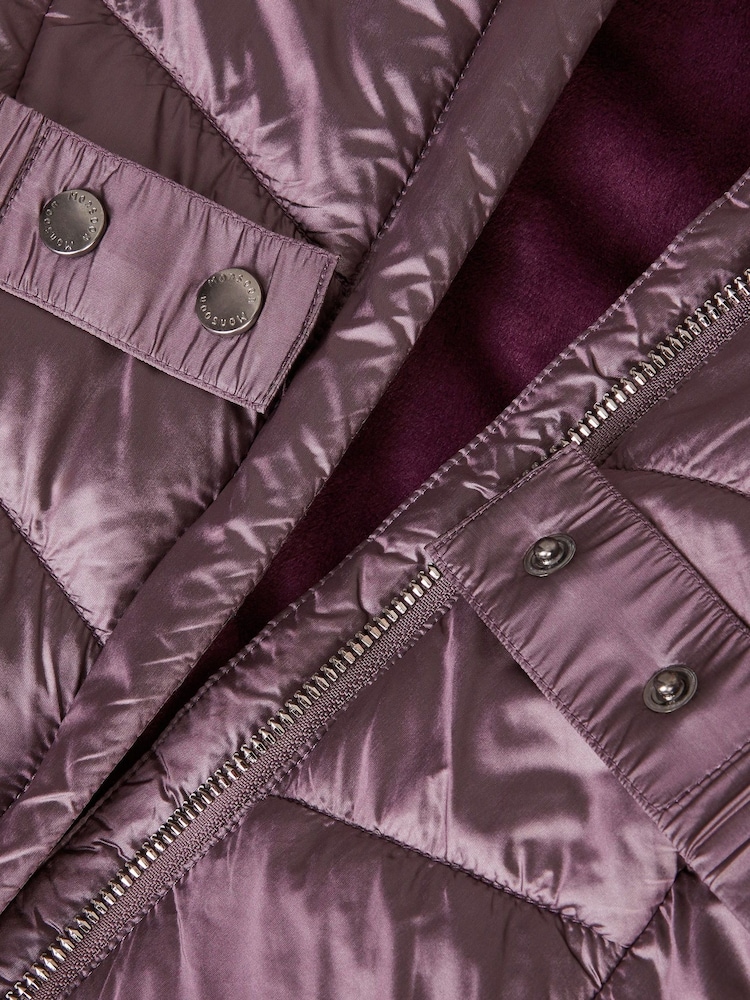 Monsoon Purple Metallic Chevron Faux Fur Collar Coat - Image 4 of 4