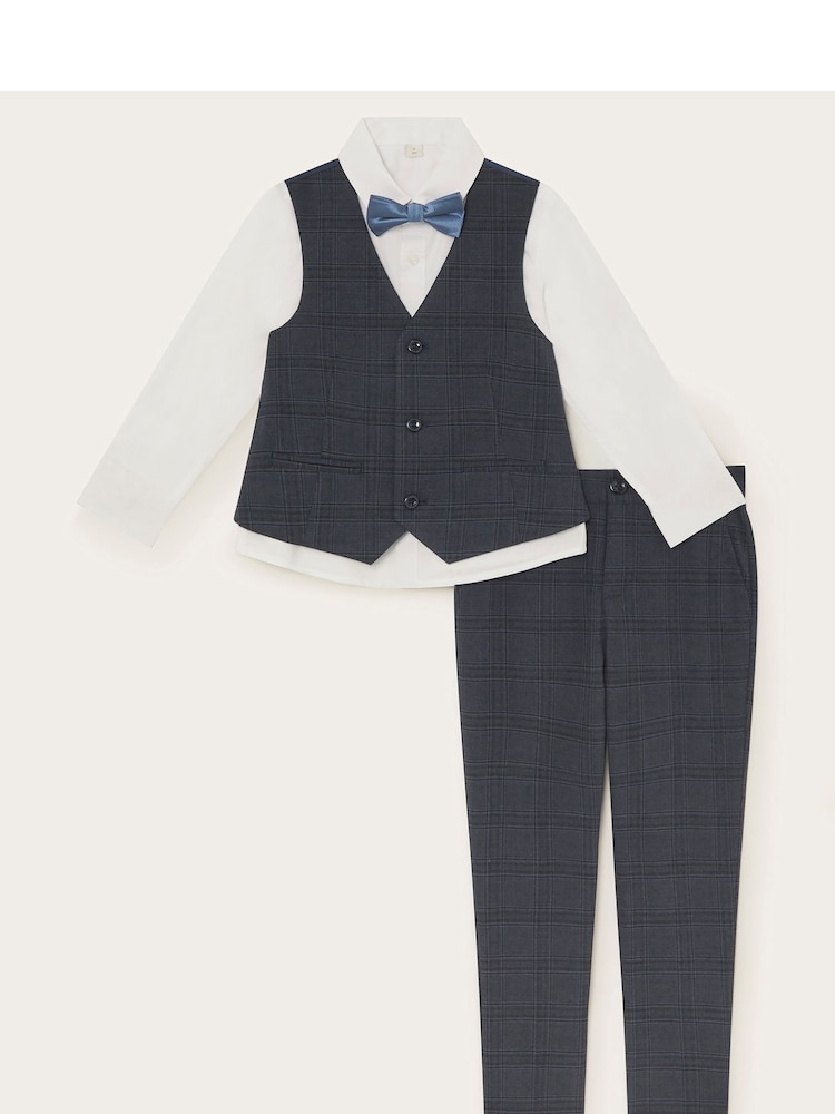 Monsoon Grey 4-Piece Check Suit - Image 2 of 4