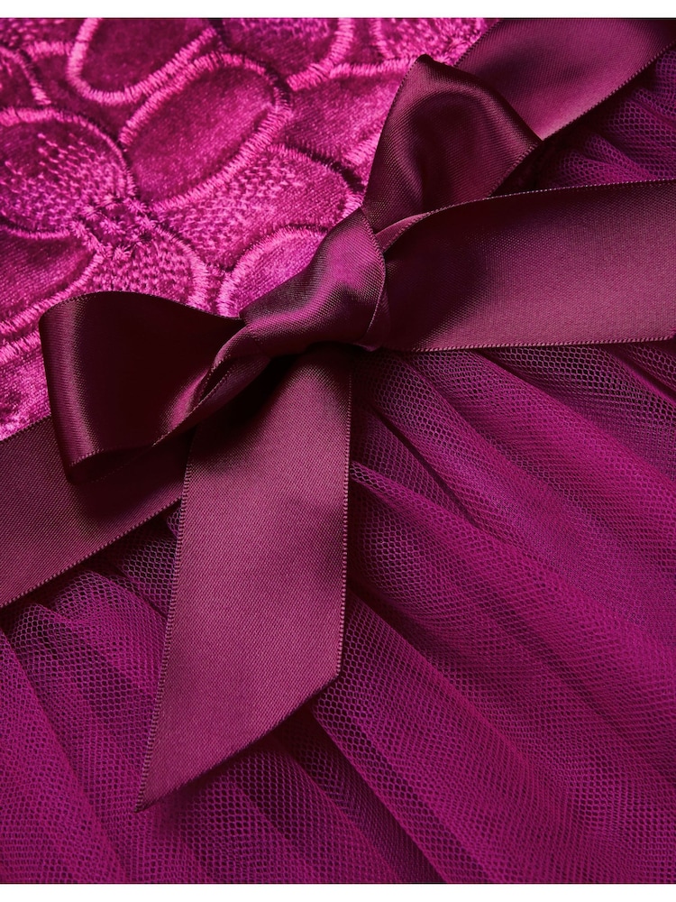 Monsoon Pink Velvet Embroidered Tulle Dress - Image 3 of 3