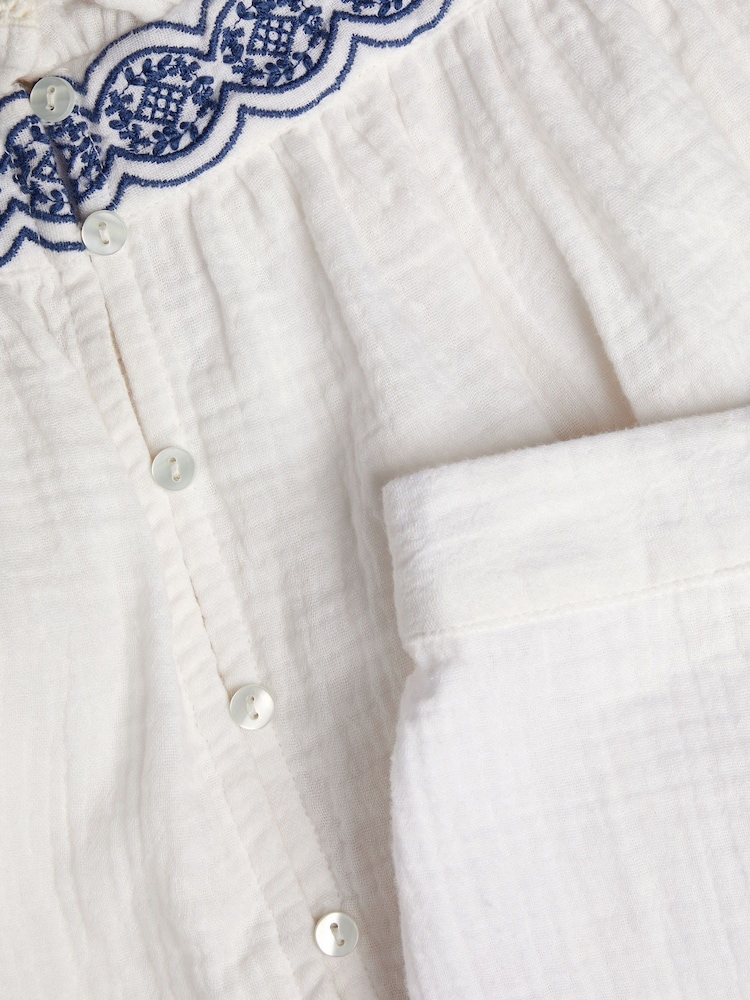 Monsoon White Embroidered Frill Top and Shorts Set - Image 2 of 4