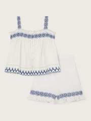 Monsoon White Embroidered Frill Top and Shorts Set - Image 3 of 4