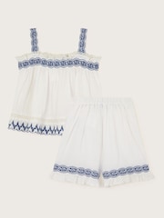 Monsoon White Embroidered Frill Top and Shorts Set - Image 4 of 4