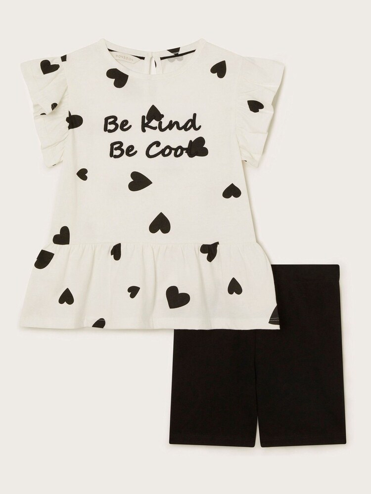 Monsoon Black 'Be Kind' Heart Jersey Set - Image 2 of 4