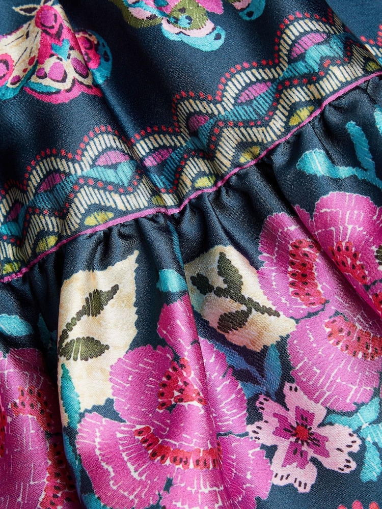 Monsoon Blue Satin Butterfly Skirt - Image 4 of 4 Monsoon Blue Satin Butterfly Skirt - Image 4 of 4