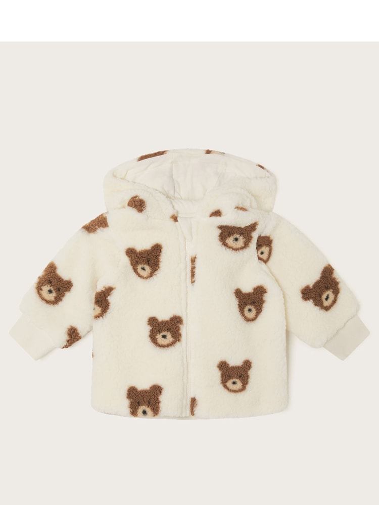 Monsoon Cream Cream Baby Fleece Bear Hoodie - Image 1 of 3