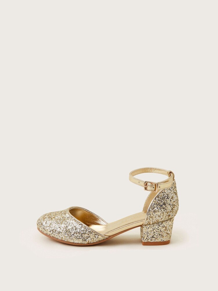 Monsoon Gold Glitter Two-Part Heels - Image 2 of 3 Monsoon Gold Glitter Two-Part Heels - Image 2 of 3