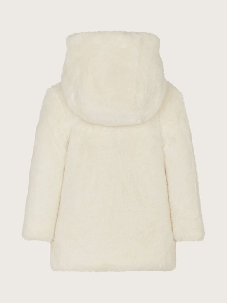 Monsoon Pink Baby Reversible Faux Fur Coat - Image 2 of 4