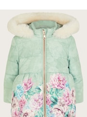 Monsoon Green Baby Floral Coat - Image 1 of 3