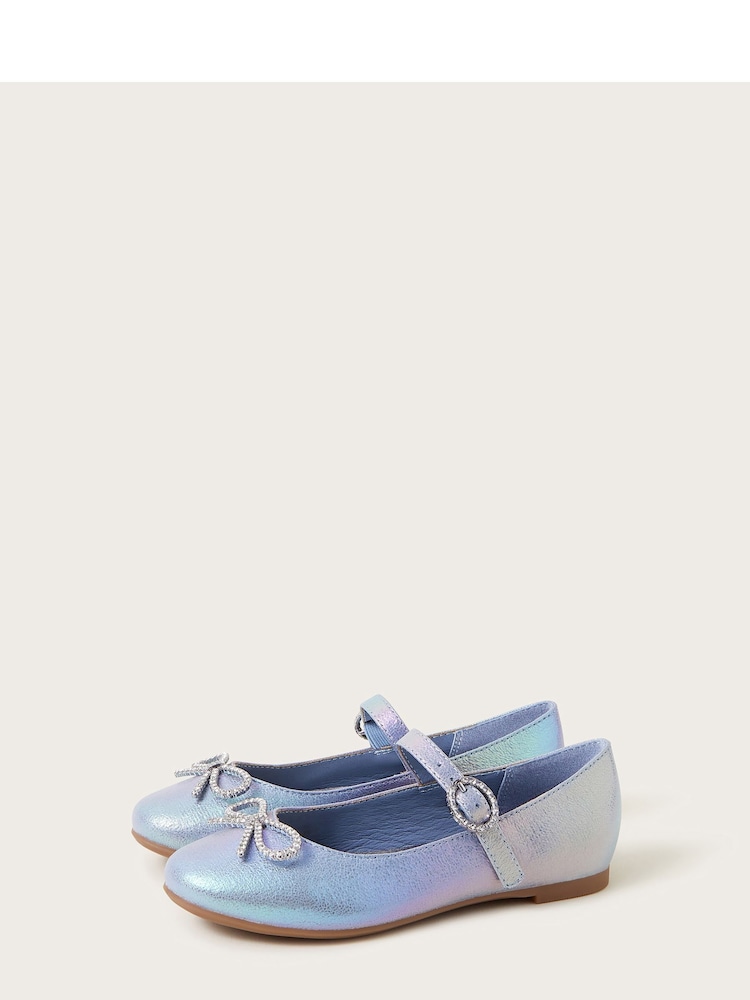 Monsoon Blue Diamante Bow Ballerina Flats - Image 1 of 3