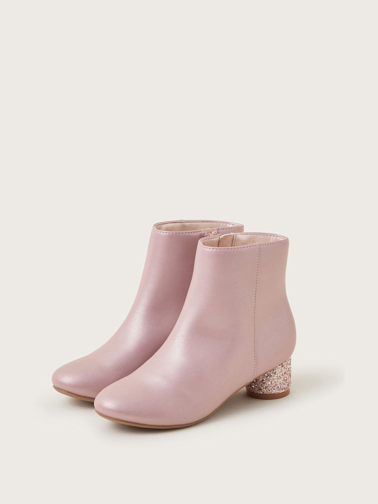 Monsoon Pink Shimmer Heel Boots - Image 1 of 2