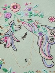 Monsoon Green 100% Cotton Unicorn Sweater Dress - Image 4 of 4