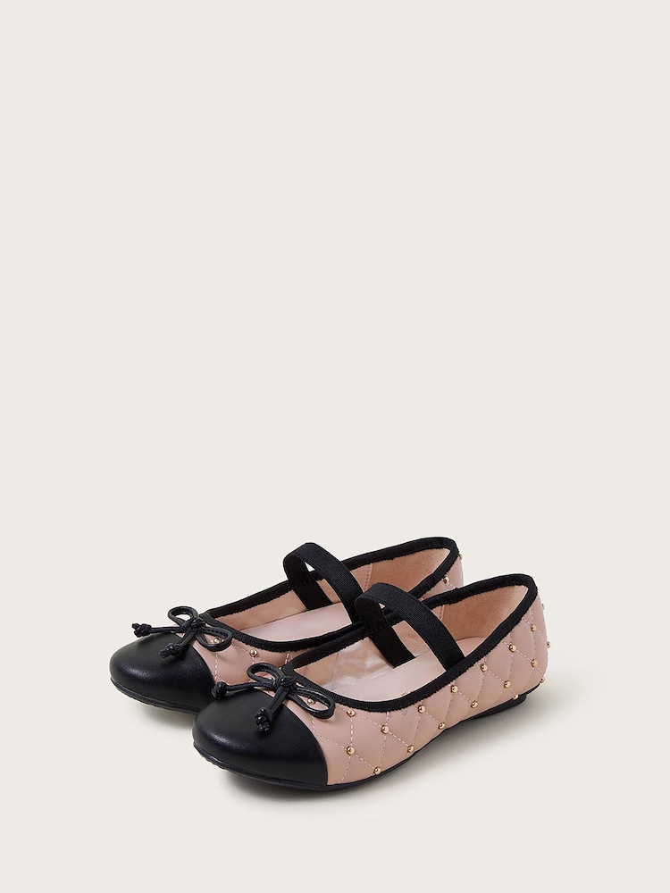 Monsoon Pink Studded Quilted Ballerina Flats - Image 2 of 3 Monsoon Pink Studded Quilted Ballerina Flats - Image 2 of 3