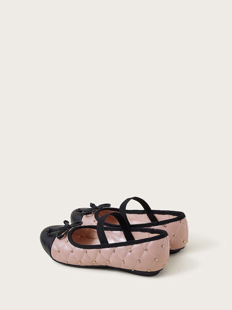 Monsoon Pink Studded Quilted Ballerina Flats - Image 3 of 3 Monsoon Pink Studded Quilted Ballerina Flats - Image 3 of 3