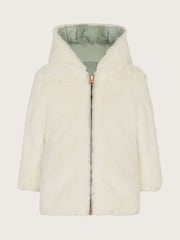Monsoon Green Baby Reversible Faux Fur Coat - Image 1 of 4