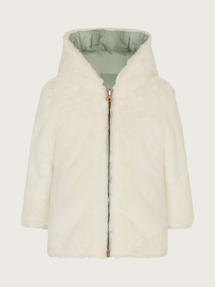 Monsoon Baby Reversible Faux Fur Coat - Imagen 1 de 4 Monsoon Baby Reversible Faux Fur Coat - Imagen 1 de 4