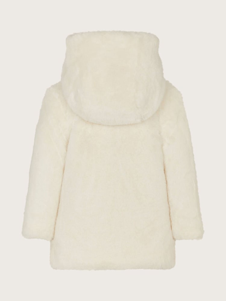 Monsoon Green Baby Reversible Faux Fur Coat - Image 2 of 4