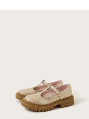 Monsoon Gold Glitter Patent Mary Jane Shoes - Image 1 of 3