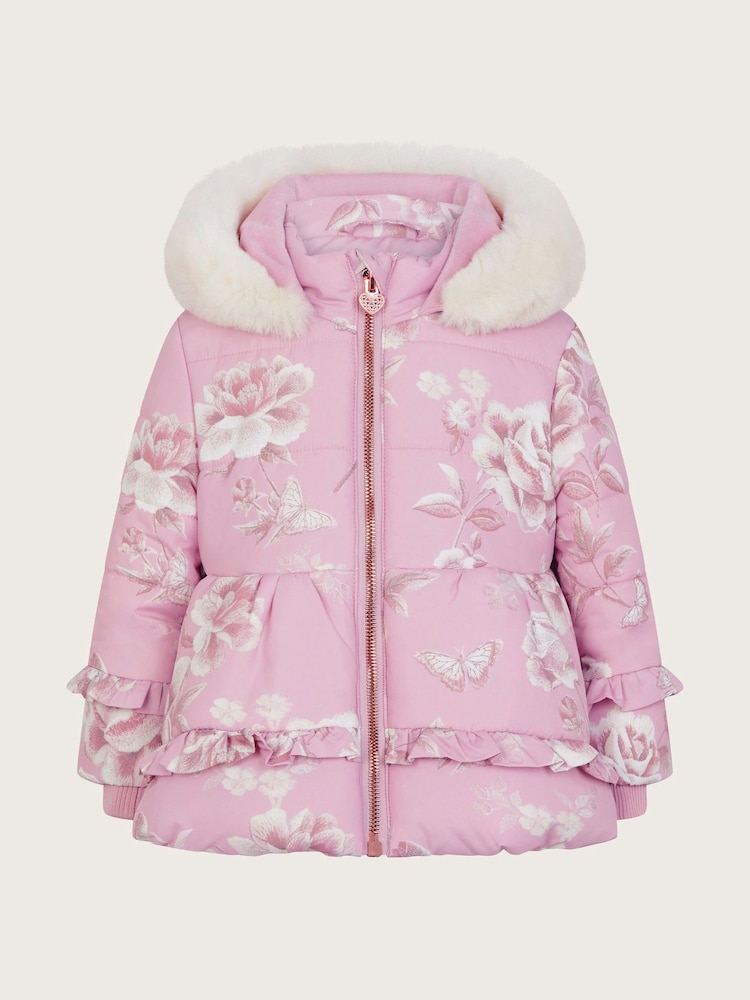 Monsoon Pink Baby Marcella Roses Coat - Image 1 of 3