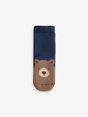 Navy/Ecru Bear Cosy Terry Cotton Rich Socks 5 Pack - Image 5 of 6