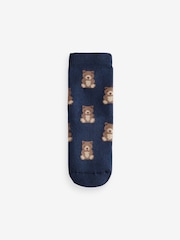 Navy/Ecru Bear Cosy Terry Cotton Rich Socks 5 Pack - Image 6 of 6