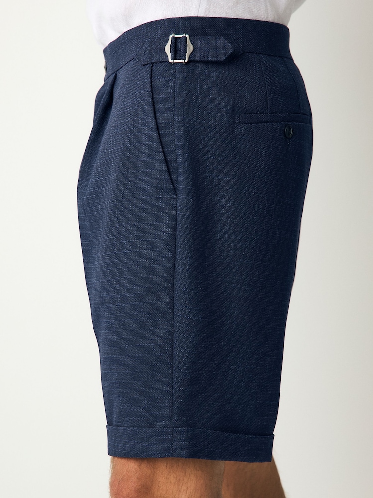 Bleu marine - Shorts texturés coupe slim avec ajustement latéral - Image 6 of 10