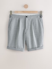 Grey Slim Fit Textured Side Adjuster Shorts - Image 1 of 4