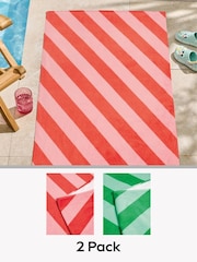 2 Pack 100% Cotton Stripe Beach Towels - Imagen 1 de 7
