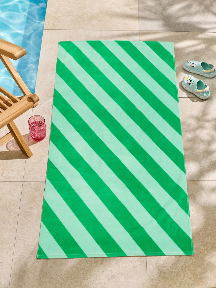 2 Pack 100% Cotton Stripe Beach Towels - Image 3 of 7