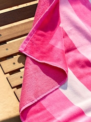 Pink Stripe 100% Cotton Beach Towel - Image 2 of 4