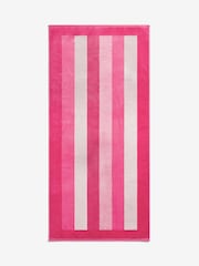 Pink Stripe 100% Cotton Beach Towel - Image 3 of 4