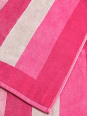 Pink Stripe 100% Cotton Beach Towel - Image 4 of 4