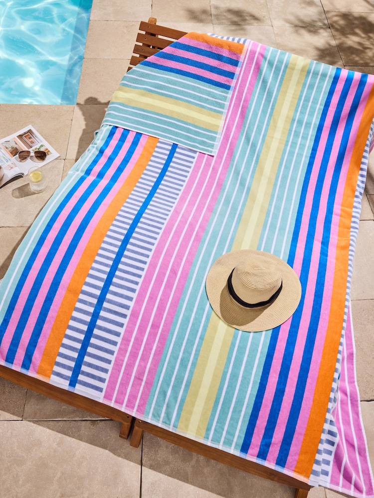 Multi 100% Cotton Double Sun Bed XXL Beach Towel - Image 1 of 4