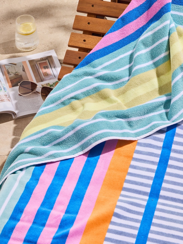 Multi 100% Cotton Double Sun Bed XXL Beach Towel - Image 2 of 4