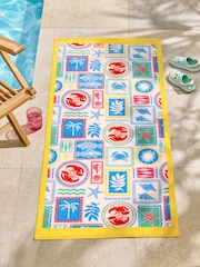 Multi Postcard 100% Cotton Beach Towel - Image 1 of 3