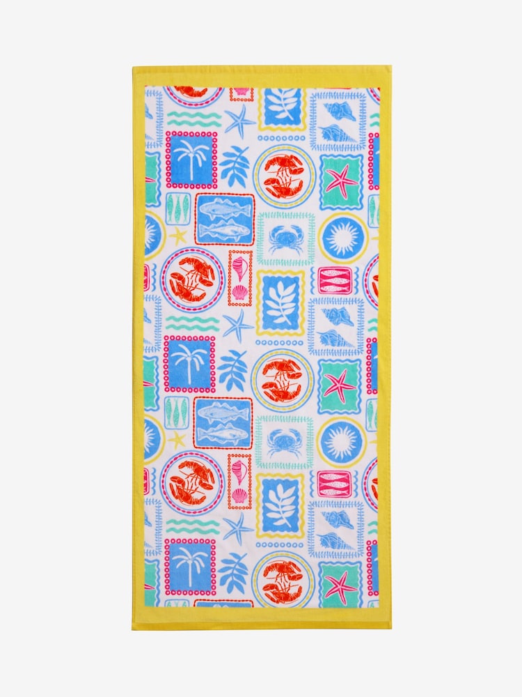 Multi Postcard 100% Cotton Beach Towel - Image 2 of 3