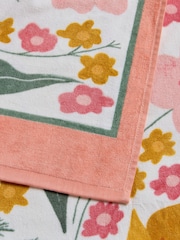 Pink Floral Palm XL 100% Cotton Beach Towel - Image 4 of 4