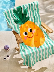 Green Pineapple Kids 100% Cotton Beach Towel - Image 1 of 4