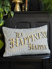 Подушка с надписью и вышивкой Rockett George Let Happiness Happen - Изображение 3 из 6