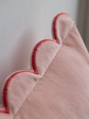 Rockett St George Pink Ooh La La Scalloped Velvet Slogan Cushion - Image 2 of 6